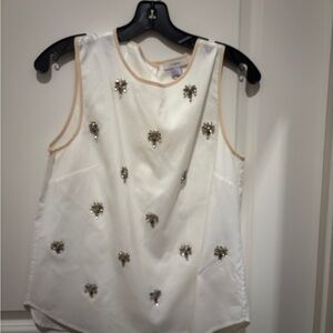J. Crew White Embellished Tank Top